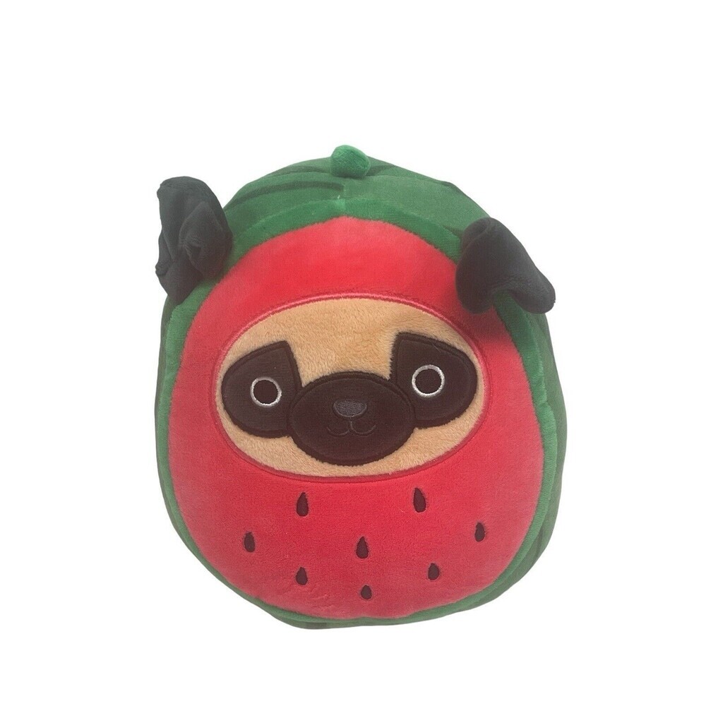 Squishmallows PRINCE in watermelon costume the brown Pug dog 7" Plush